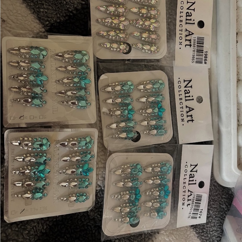 Nail Art Collection with Blue and Silver Accents